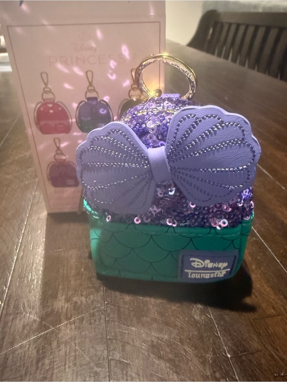 New Disney Princess Ariel Sequin Little Mermaid Loungefly Bag Charm/Keychain